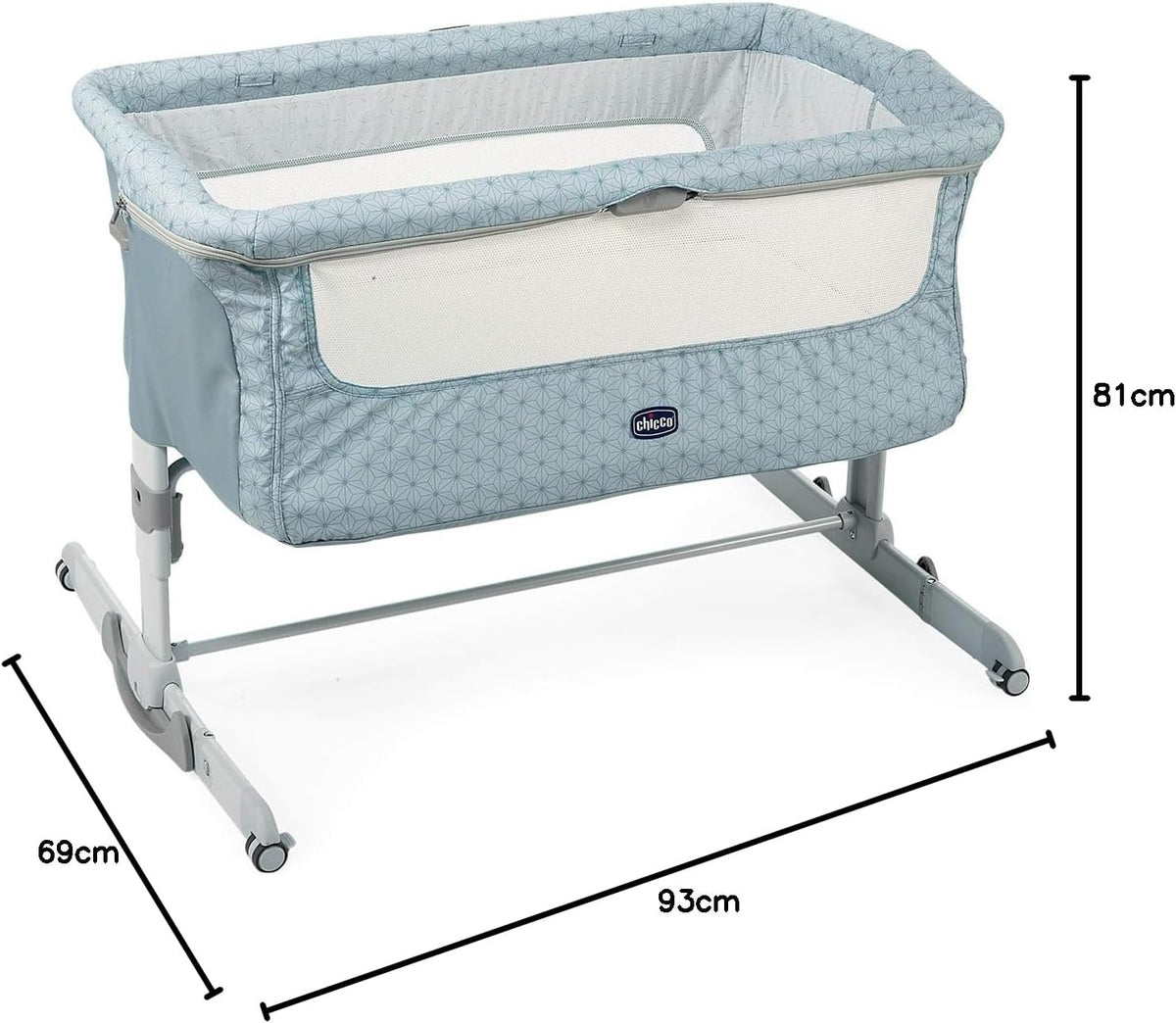 Chicco Next2Me Dream Dostawka Dziecięca - Do Wspólnego Spania z Dzieckiem, Materac, Funkcja Bujania, Otwierany Bok, Regulacja Wysokości, Okienka z Siateczki, Kółka i Torba Podróżna, 0-6 miesięcy, 9 kg