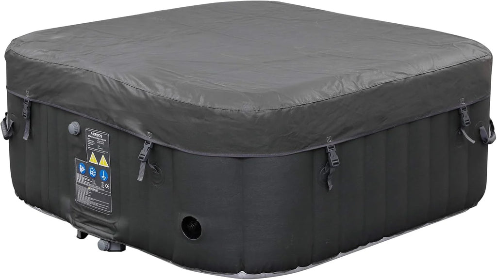 Arebos Dmuchane Jacuzzi SPA | Nadmuchiwane | Kwadratowe | Do Użytku Wewnętrznego i Zewnętrznego | 154x154cm | 4 Osoby | 130 Dysz Masujących | 600 L