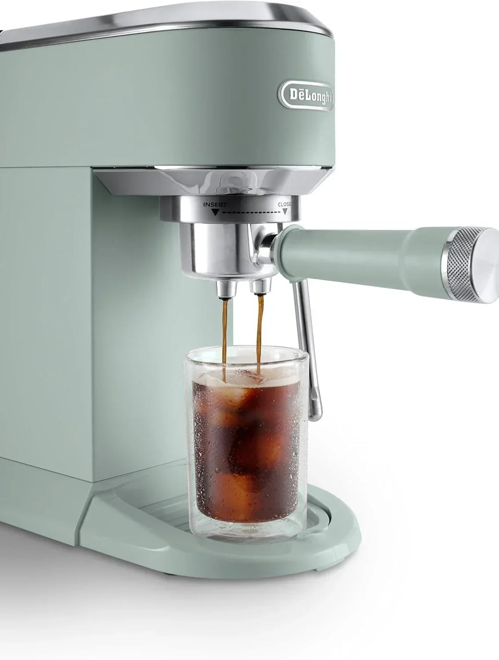 De'Longhi Dedica – Ekspres Kolbowy do Kawy Mielonej lub w Saszetkach, Espresso i Cappuccino, Zbiornik 1.3 Litra, System Anti-Drip, Model EC685.M, Kolor Metaliczny