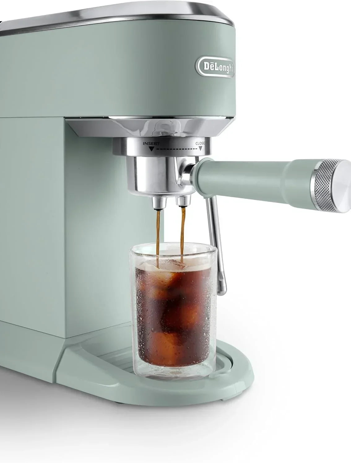 De'Longhi Dedica – Ekspres Kolbowy do Kawy Mielonej lub w Saszetkach, Espresso i Cappuccino, Zbiornik 1.3 Litra, System Anti-Drip, Model EC685.M, Kolor Metaliczny