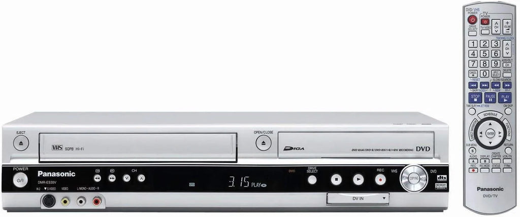Panasonic DMR-ES35 Nagrywarka DVD + magnetowid VHS - nagrywarki DVD (JPEG/TIFF, 33 W, 13,5 W, Czarny, Srebrny, 6800 g, XP, SP, LP, EP)