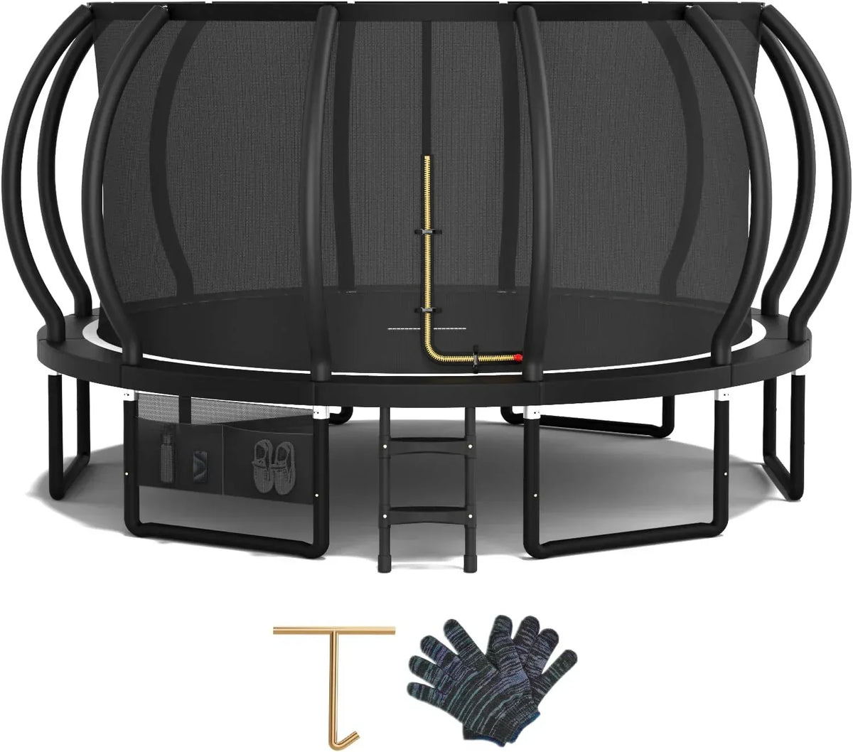 Devoko Trampolina Ogrodowa dla Dzieci Ø 228/305/366/427 cm, Trampolina Zewnętrzna "Dynia" z Certyfikatem GS z Siatką Bezpieczeństwa, Drabinką, Udźwig 150 kg