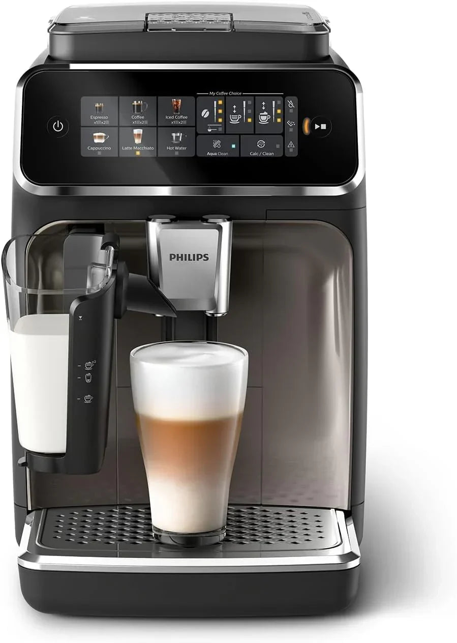 Ekspres automatyczny Philips seria 2300 - System mleczny LatteGo, 4 rodzaje kawy, Kolorowy ekran dotykowy, SilentBrew, Ceramiczny młynek, Matowa czerń (EP2330/10)