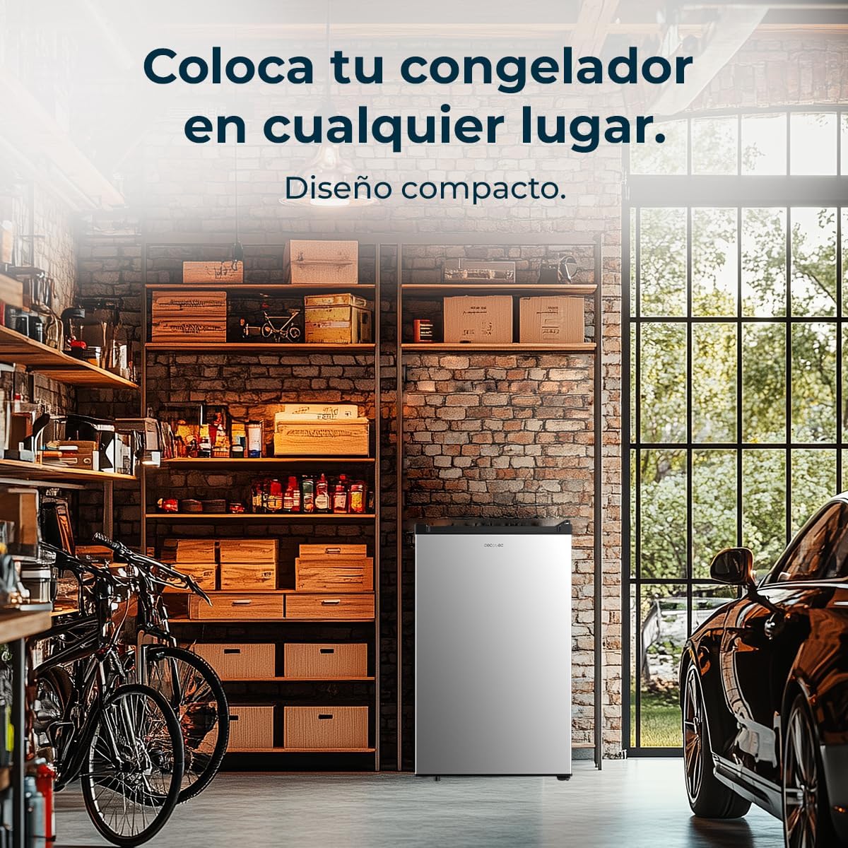 Cecotec Zamrażarka pionowa nablatowa 87L Bolero CoolMarket TF 87 Inox. 83,6 cm wysokości i 50,6 cm szerokości, niskie zużycie energii, płaskie i odwracalne drzwi, kompaktowa konstrukcja, biała