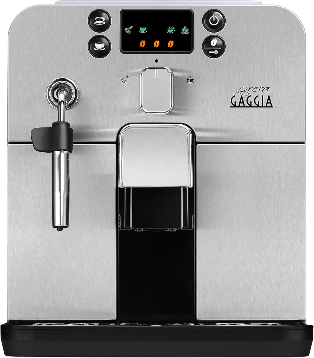 Gaggia RI9305/11 Brera – w pełni automatyczny ekspres do kawy, do espresso i cappuccino, ziaren kawy lub mielonej, 1400 W, srebrny/czarny, 100% Made in Italy