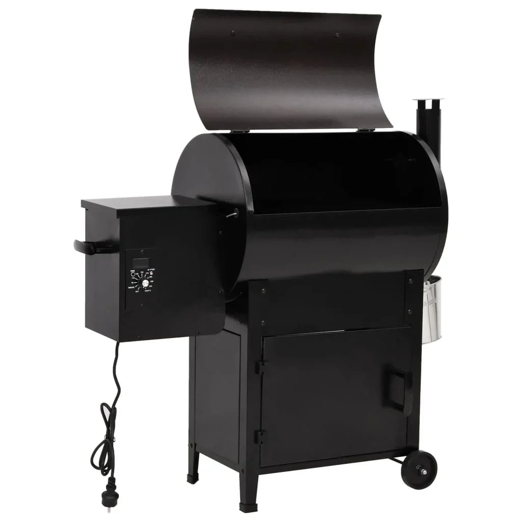 Grill Na Pellet Z Kominem Czarny Żelazny 104 cm Vidaxl