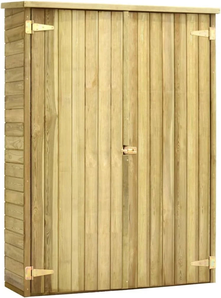 Tidyard Szopa Narzędziowa Ogrodowa Szafa z 4 Półkami Podporowymi Szopa Narzędziowa Drewutnia Szafa Zewnętrzna Drewno Sosnowe Impregnowane 123 x 50 x 171 cm