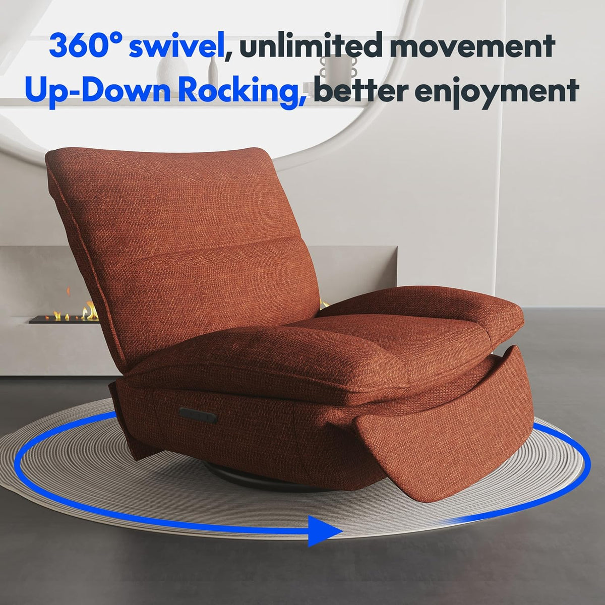 FLEXISPOT XC6 Fotel Relaxacyjny, Obrotowa Kanapa z Funkcją Bujania, Fotel TV z Regulowanym Oparciem, Rozkładany Fotel do Sypialni, Salonu i Kina Domowego (Beżowy)