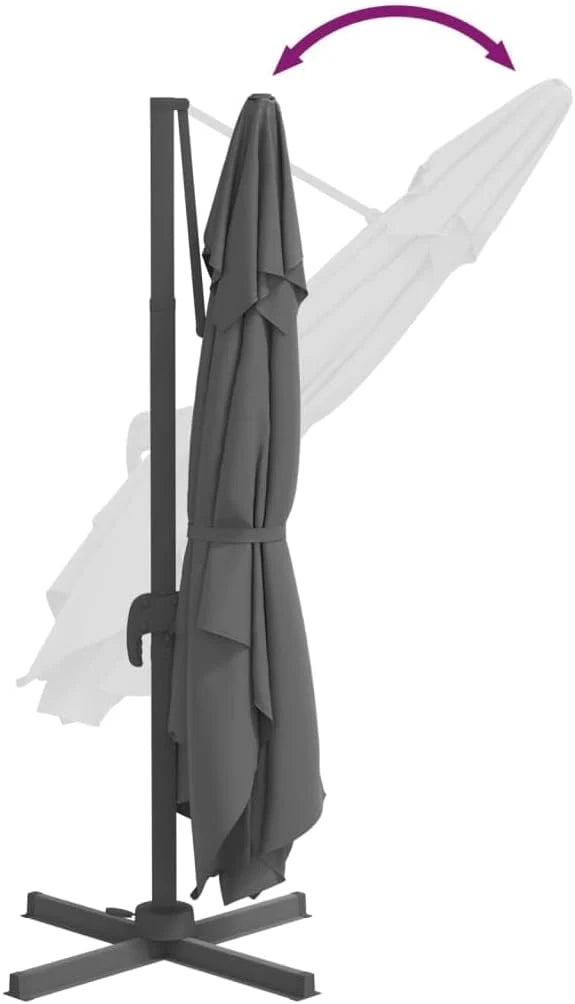 Parasol wspornikowy LED antracytowy, 400 x 300 cm