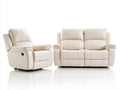 Zestaw rozkładanych sof ze sztucznej skóry z funkcją relaksacyjną 168x95x102 cm - beżowy - nowoczesny design do salonu