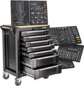 Stix UltimatePro C7/TS1 - Wózek narzędziowy z 267 elementami Cr-V - Zestaw narzędzi, wózek narzędziowy na kółkach, szuflady z łożyskami kulkowymi, blat drewniany