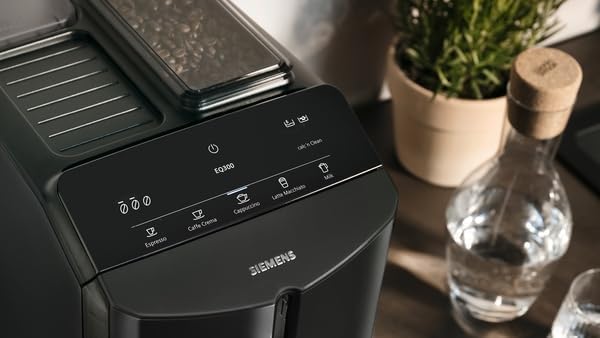 Siemens EQ300 TF301E19 automatyczny ekspres do kawy, spieniacz do mleka, ceramiczny mechanizm mielący, funkcja OneTouch, 1300 W, kolor czarny