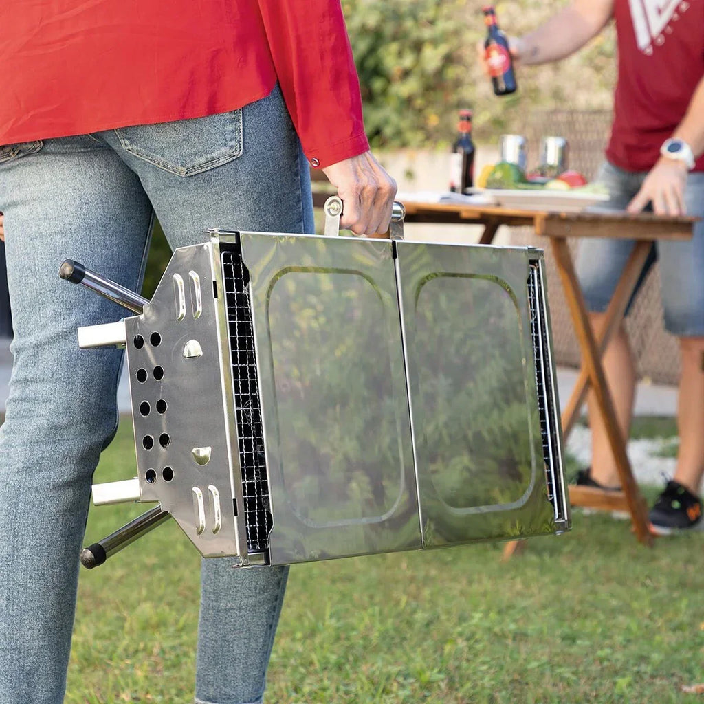 Składany Grill Węglowy Ze Stali Nierdzewnej Innovagoods Stal Nierdzewna Stal