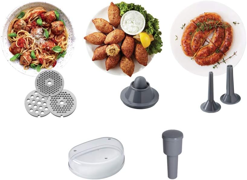 Maszynka do mielenia mięsa Kenwood Pro Food Mincer, elektryczna, 3 tarcze ze stali nierdzewnej, 2 prędkości, MG700, moc 2000W, srebrna
