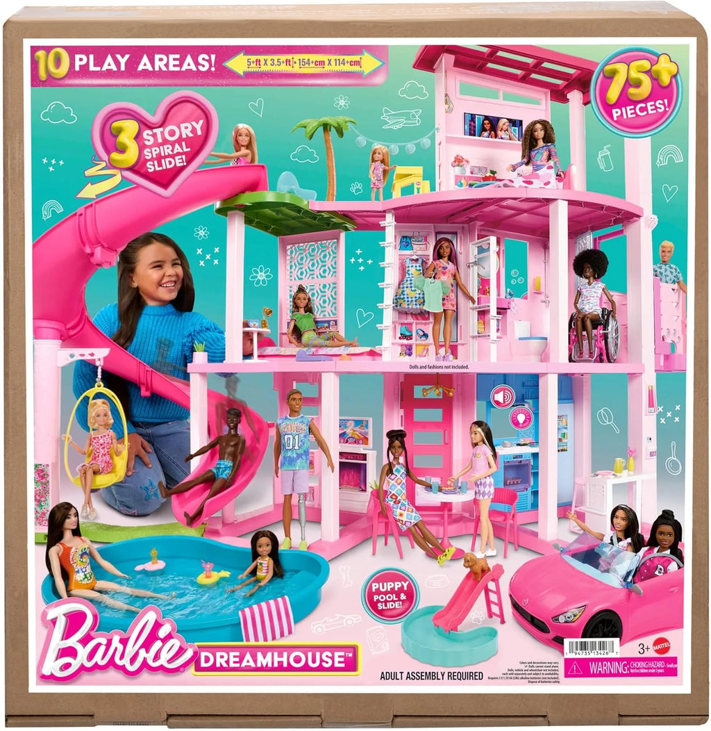 Barbie Dreamhouse 2023 3-piętrowy domek dla lalek z ponad 75 meblami i akcesoriami, od 3 lat (Mattel HMX10)