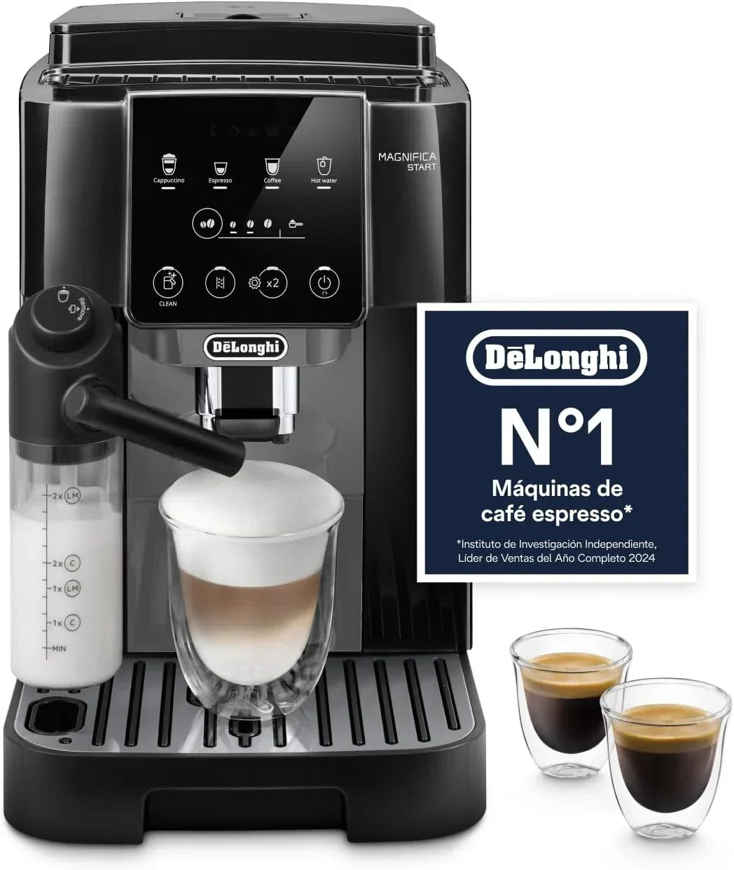 Ekspres automatyczny De'Longhi Magnifica Start, system spieniania mleka LatteCrema Automatic, 4 napoje za jednym dotknięciem, panel sterowania Soft Touch, czarny (ECAM220.91.B)