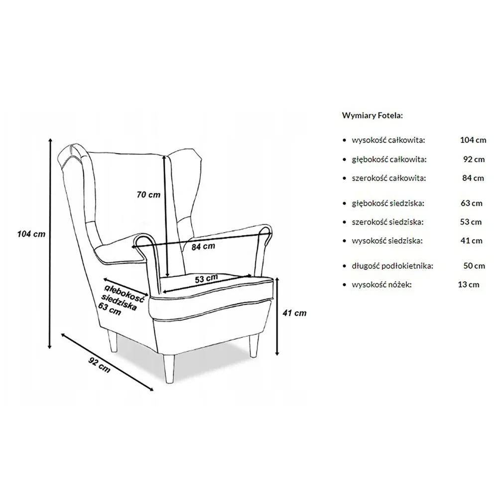 Green Jane wingback armchair with footstool