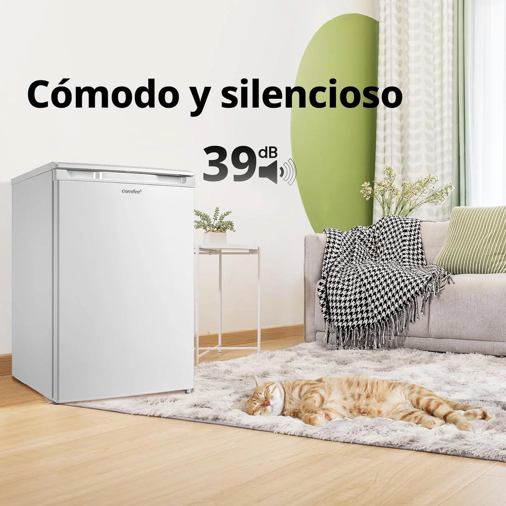 COMFEE' RCU83WH3EU(E) Zamrażarka pionowa wolnostojąca 88 litrów, 3 szuflady, duża pojemność, regulowany termostat, drzwi odwracalne, biała