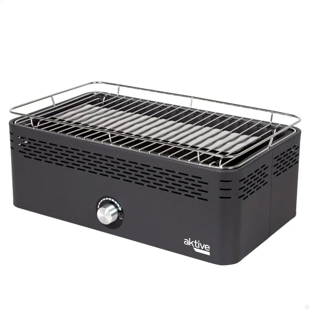 Przenośny grill węglowy Aktive, zasilany bateriami, bezdymny, wymiary 45x28x19cm, z ochroną przed kapaniem
