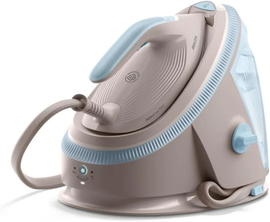 Stacja parowa Philips PerfectCare serii 7000 – uderzenie pary 600 g, ciśnienie 8,5 bar, OptimalTEMP, stopa SteamGlide Elite, wyjmowany zbiornik 1,5 l, prasowanie w pionie, łatwe odkamienianie (PSG7200/60)