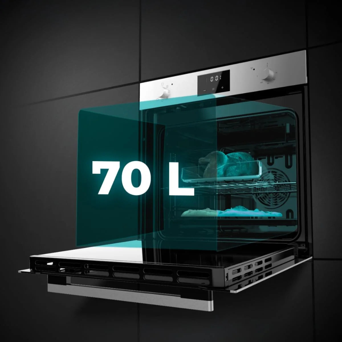 Piekarnik do zabudowy Cecotec Horno Integrable Multifunción 70L Bolero Hexa M226001 Line A. 2800W, 7 funkcji, wyświetlacz, Steam Base XXL, Steam Assist, Steam EasyClean, wentylator chłodzący, tryb Eco, tryb konwekcji, tryb grill