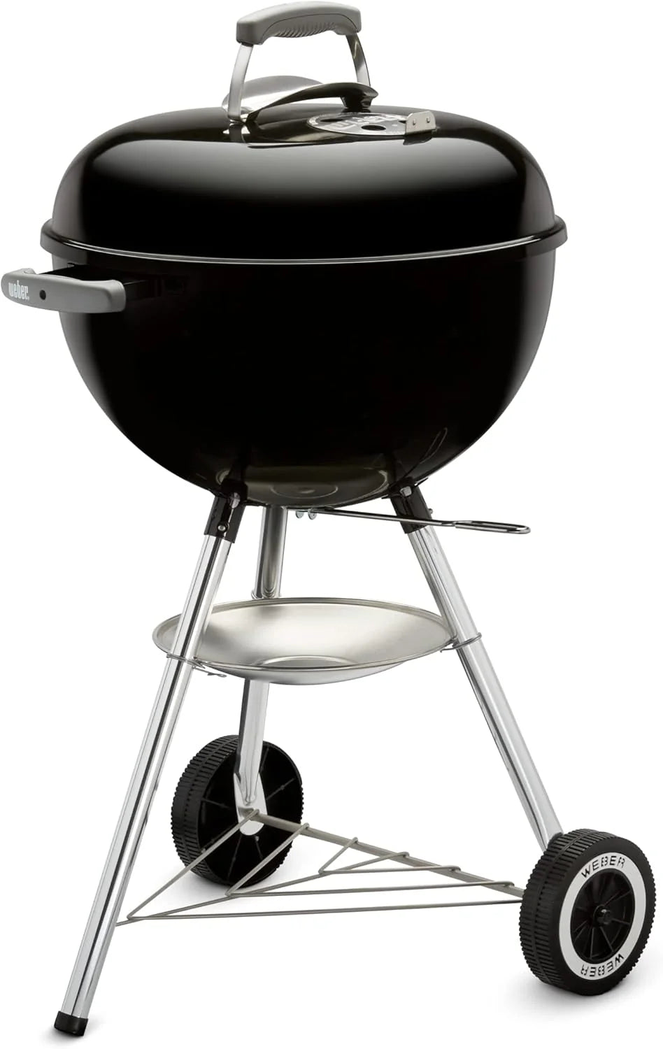 Weber Grill Węglowy Weber Original Kettle Premium, Pokryty Emalią Porcelanową, Powierzchnia Grillowania 57cm, System Czyszczenia One-Touch, Termometr w Pokrywie, Stojak Trójnożny, Kółka, Czarny