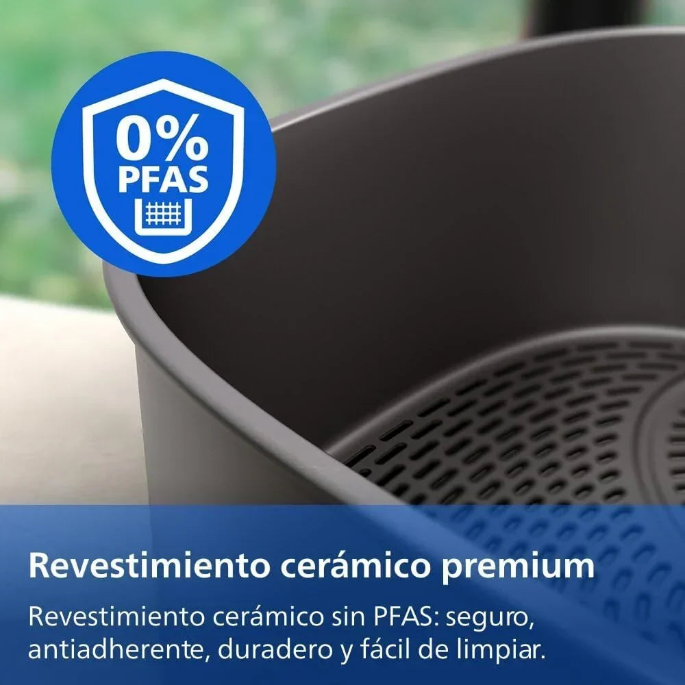 Philips Airfryer seria 4000 Podwójny pionowy kosz 10 l – Technologia RapidAir, synchronizacja, 2 kosze jednocześnie, 45% mniej miejsca, powłoka ceramiczna bez PFAS, okienka podglądu (NA460/00)