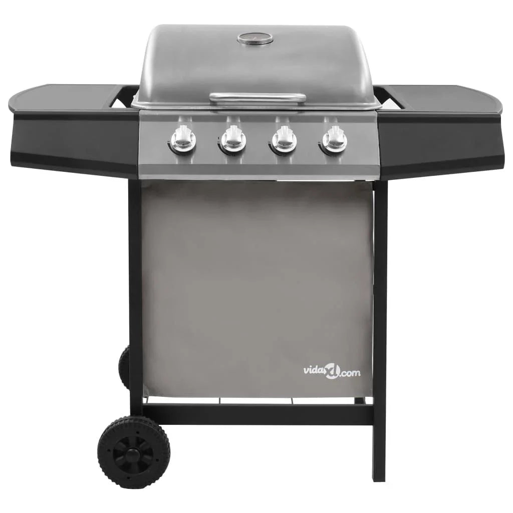 Czarno-srebrny grill gazowy 4-palnikowy Vidaxl