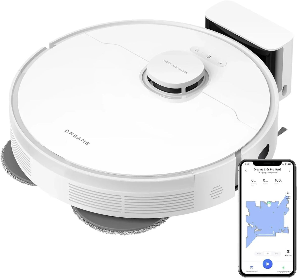DREAME D20 Pro Plus Robot sprzątający 2 w 1 z funkcją odkurzania i mycia, 13 000 Pa, podwójna szczotka do sierści zwierząt, czyszczenie narożników, opróżnianie, nawigacja LDS, unikanie przeszkód laserem, podłogi twarde/dywany, 5200 mAh