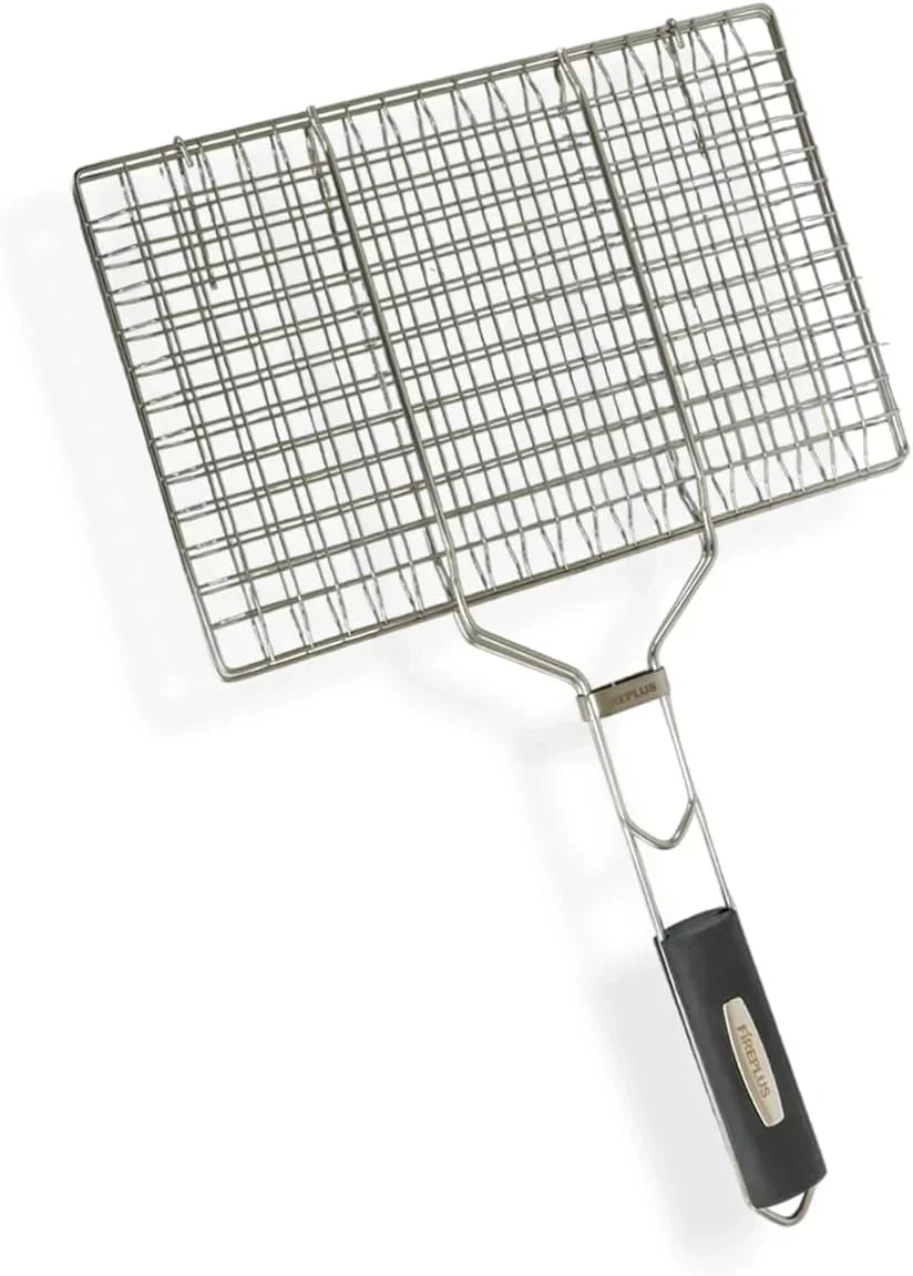 Amig - Grill węglowy Fireplus Charcoal BBQ XXL - Ruszt stalowy 57x42cm - Z kółkami i bocznymi półkami - Duży, przenośny rożen - Pojemnik na popiół - 131x116,5x56cm