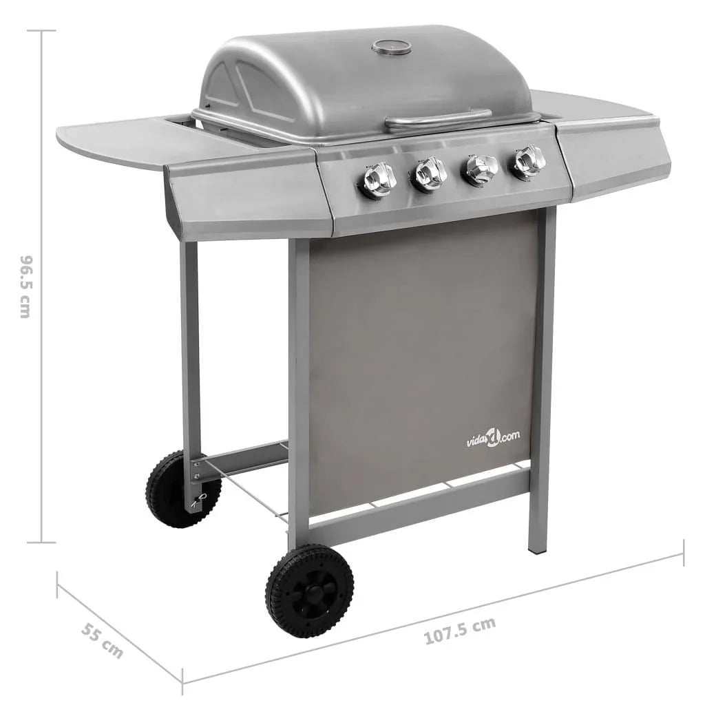Grill gazowy 4-palnikowy srebrny Vidaxl